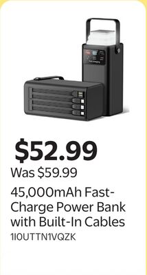 45,000mAh Fast-Charge Power Bank with Built-In Cables