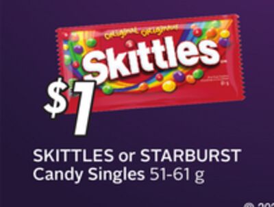 SKITTLES or STARBURST Candy Singles