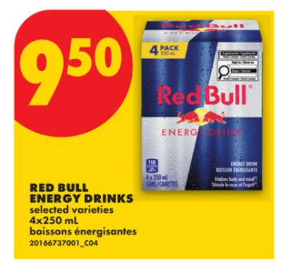 RED BULL ENERGY DRINKS, 4X250 ML