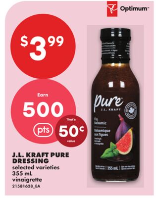 J.L. KRAFT PURE DRESSING, 355 ML