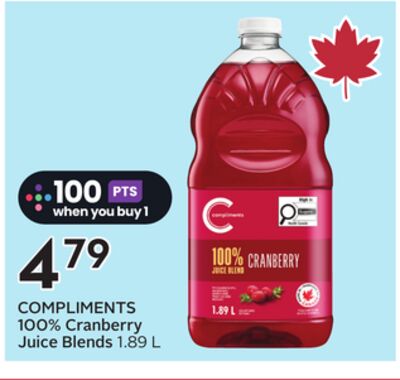 COMPLIMENTS 100% Cranberry Juice Blends