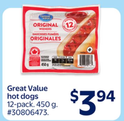 Great Value hot dogs