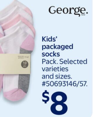 George Kids' packaged socks