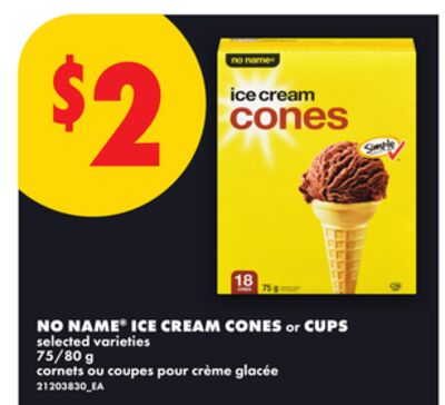 NO NAME® ICE CREAM CONES OR CUPS, 75/80 G