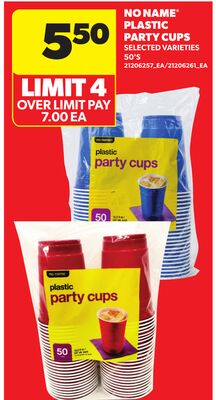 NO NAME® PLASTIC PARTY CUPS, 50'S
