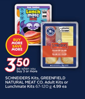 SCHNEIDERS Kits, GREENFIELD NATURAL MEAT CO. Adult Kits or Lunchmate Kits