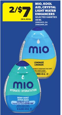 MIO, KOOL AID, CRYSTAL LIGHT WATER ENHANCERS, 48 ML