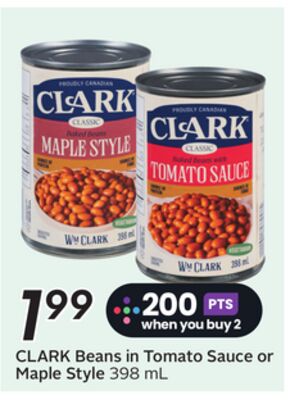 CLARK Beans in Tomato Sauce or Maple Style