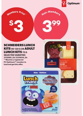 SCHNEIDER'S LUNCH KITS, 90-120 G OR ADULT LUNCH KITS, 75 G