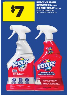 RESOLVE STAIN REMOVERS, 650 ML OR PRE-TREAT, 375 ML
