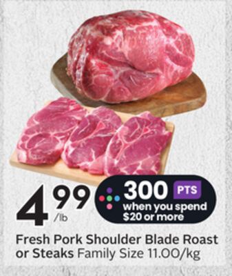 Fresh Pork Shoulder Blade Roast or Steaks Family Size