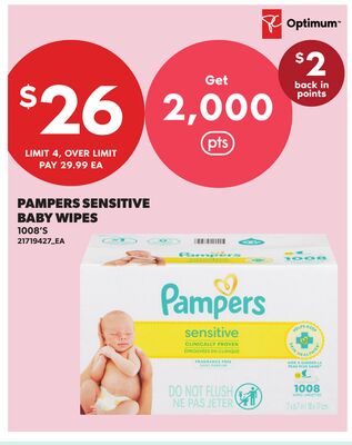 PAMPERS SENSITIVE BABY WIPES, 1008'S