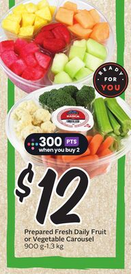 Prepared Fresh Daily Fruit or Vegetable Carousel