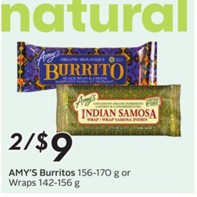 Burritos 156-170 g or Wraps 142-156 g