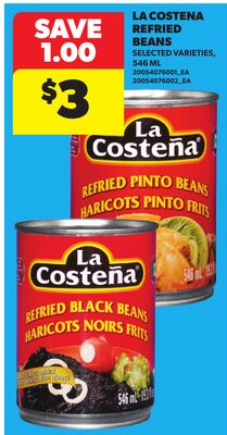LA COSTENA REFRIED BEANS, 546 ML