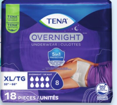 Tena Super L briefs 26s or overnight underwear XL 18s