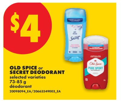 OLD SPICE OR SECRET DEODORANT, 73-85 g