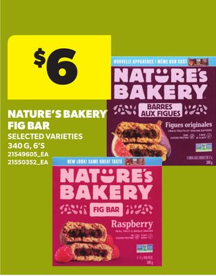 NATURE'S BAKERY FIG BAR, 340 G, 6'S