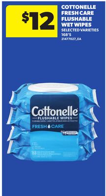 COTTONELLE FRESH CARE FLUSHABLE WET WIPES, 168'S