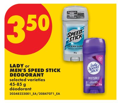 LADY or MEN'S SPEED STICK DEODORANT, 45-85 g