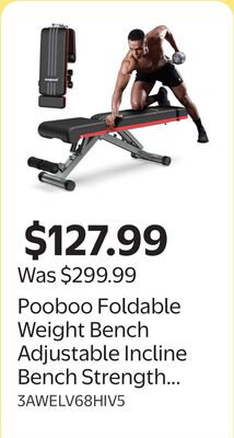 Pooboo Foldable Weight Bench Adjustable Incline Bench Strength Training Bench for Full Body