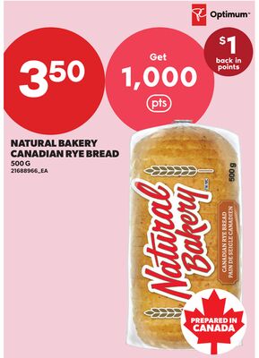 NATURAL BAKERY CANADIAN RYE BREAD, 500 G