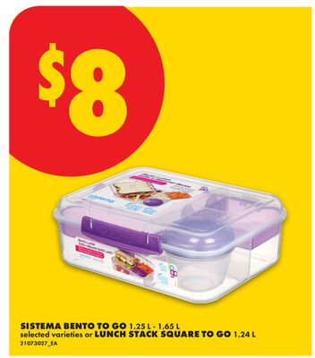 SISTEMA BENTO TO GO, 1.25 L - 1.65 L OR LUNCH STACK SQUARE TO GO, 1.24 L