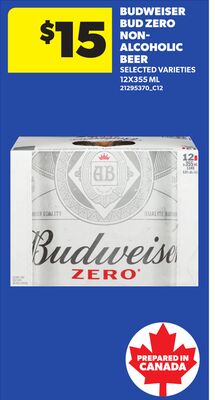 BUDWEISER BUD ZERO NON- ALCOHOLIC BEER, 12X355 ML