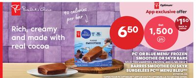 PC® OR BLUE MENU® FROZEN SMOOTHIE OR SKYR BARS, 480 G/ML OR 6'S