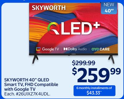 SKYWORTH 40" QLED Smart TV, FHD compatible with Google TV