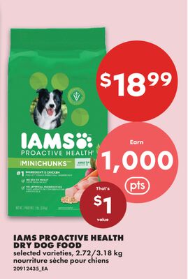 IAMS PROACTIVE HEALTH DRY DOG FOOD, 2.72/3.18 kg