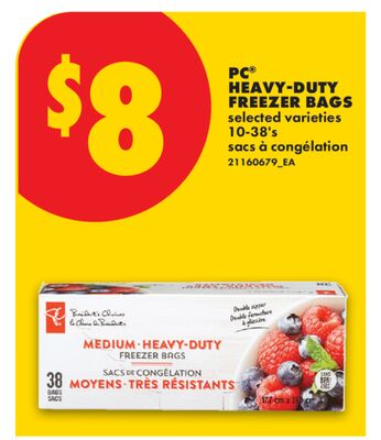 PC® HEAVY-DUTY FREEZER BAGS, 10-38's