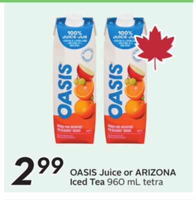 OASIS Juice or ARIZONA Iced Tea