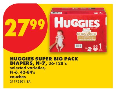 HUGGIES SUPER BIG PACK DIAPERS, N-7, 36-128's