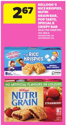 KELLOGG'S RICE KRISPIES, NUTRI GRAIN BAR, POP TARTS, SPECIAL K CRISPY BAR, 125-384 G