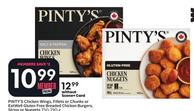 PINTY'S Chicken Wings, Fillets or Chunks or EatWell Gluten Free Breaded Chicken Burgers, Strips or Nuggets