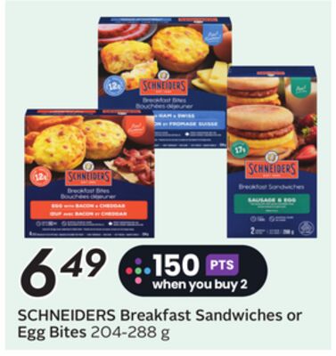 SCHNEIDERS Breakfast Sandwiches or Egg Bites