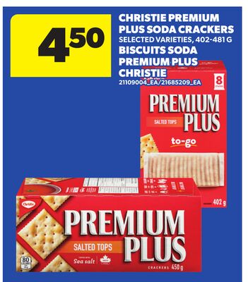 CHRISTIE PREMIUM PLUS SODA CRACKERS, 402-481 G