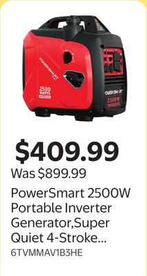 PowerSmart 2500W Portable Inverter Generator,Super Quiet 4-Stroke Engine, Eco-Mode Feature, Home Use & Camping