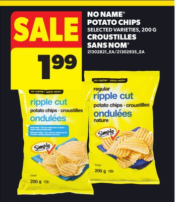 NO NAME® POTATO CHIPS, 200 G