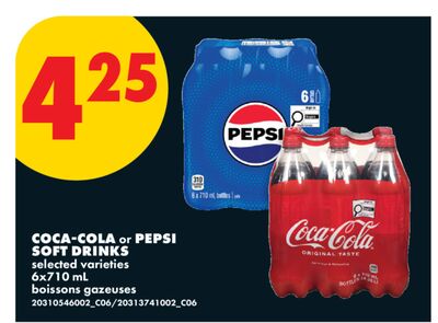 COCA-COLA or PEPSI SOFT DRINKS, 6x710 ml