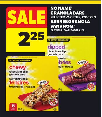 NO NAME® GRANOLA BARS, 120-175 G