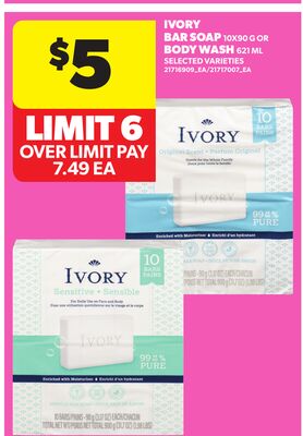IVORY BAR SOAP 10X90 G OR BODY WASH 621 ML