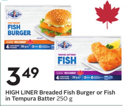 HIGH LINER Breaded Fish Burger or Fish in Tempura Batter