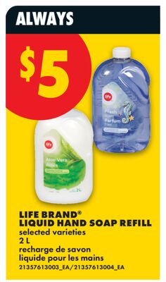 LIFE BRAND® LIQUID HAND SOAP REFILL, 2 L