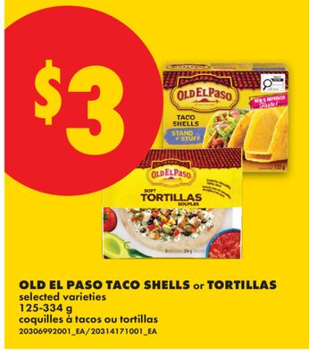 OLD EL PASO TACO SHELLS OR TORTILLAS, 125-334 G