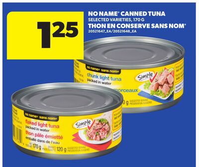NO NAME® CANNED TUNA, 170 G
