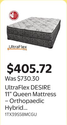 UltraFlex DESIRE 11" Queen Mattress – Orthopaedic Hybrid Innerspring with CertiPUR-US® Certified Foam, Medium Firm, Breathable, Made in Canada