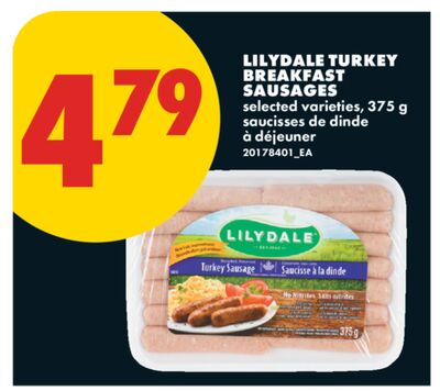 LILYDALE TURKEY BREAKFAST SAUSAGES, 375 g