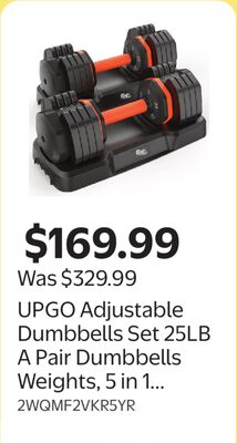 UPGO Adjustable Dumbbells Set 25LB A Pair Dumbbells Weights, 5 in 1 Free Weights 5/10/15/20/25lb/50lb Dumbbell with Anti-Slip Handle, Suitable for Home Gym Exercise Equipment